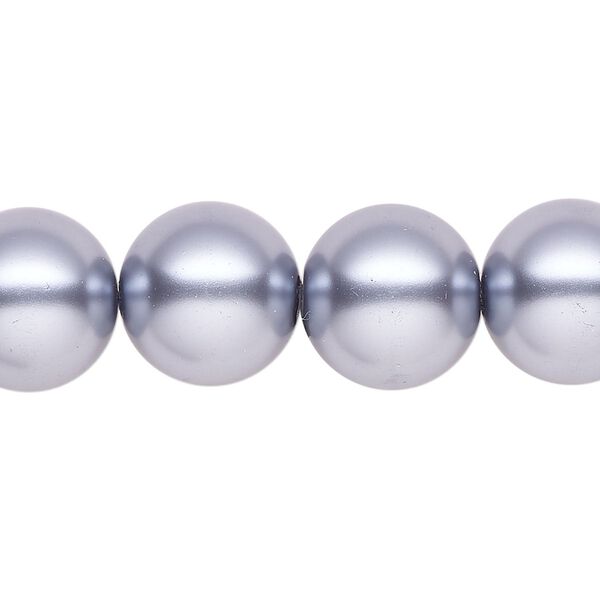 Pearl 1pk pewter, Celestial Crystal® 14mm round 15.5-16 inch image number 0