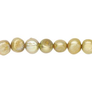 Pearl, cultured freshwater (dyed), olive, 6-7mm flat-sided potato with 0.4-0.6mm hole, D grade, Mohs hardness 2-1/2 to 4. Sold per 15-1/2" to 16" strand.