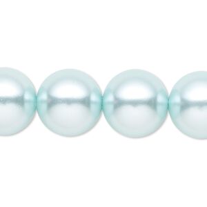 Bead, glass, opaque light blue, 14mm round. Sold per 15-1/2" to 16" strand.
