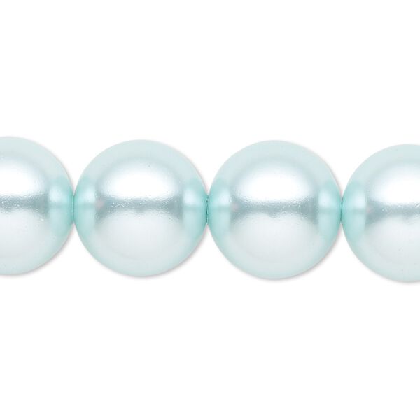 Bead, glass, opaque light blue, 14mm round. Sold per 15-1/2" to 16" strand. image number 0