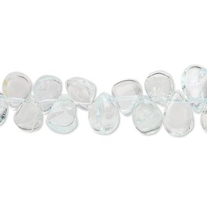 Aquamarine 1pkg1, hand-cut top-drilled puffed teardrop bead 7 inch 8x5mm-9x7mm