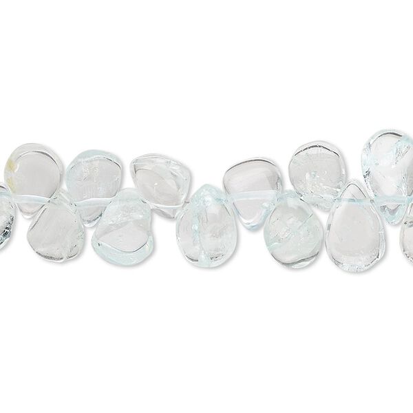 Aquamarine 1pkg1, hand-cut top-drilled puffed teardrop bead 7 inch 8x5mm-9x7mm image number 0