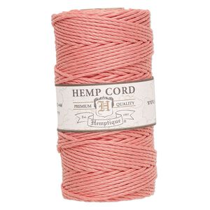 Cord, Hemptique®, polished hemp, sunset coral pink, 1.8mm diameter, 48-pound test. Sold per 205-foot spool.