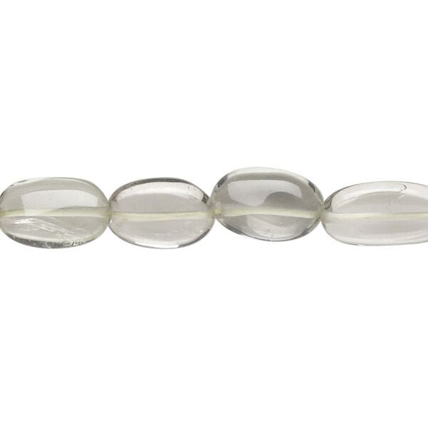 Green quartz 1pkg1, hand-cut puffed oval bead 14 inch 10x6mm-13x8mm image number 0