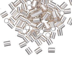 Crimp, sterling silver, 4x3mm cut tube, 2.5mm inside diameter. Sold per pkg of 100.