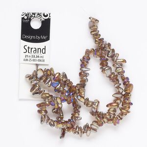 Bead, glass, translucent brown AB, medium chip with 0.6mm hole. Sold per 21-inch strand.