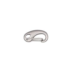 Clasp self-closing hook 1pkg10, 15x8mm, stainless steel 1-strand