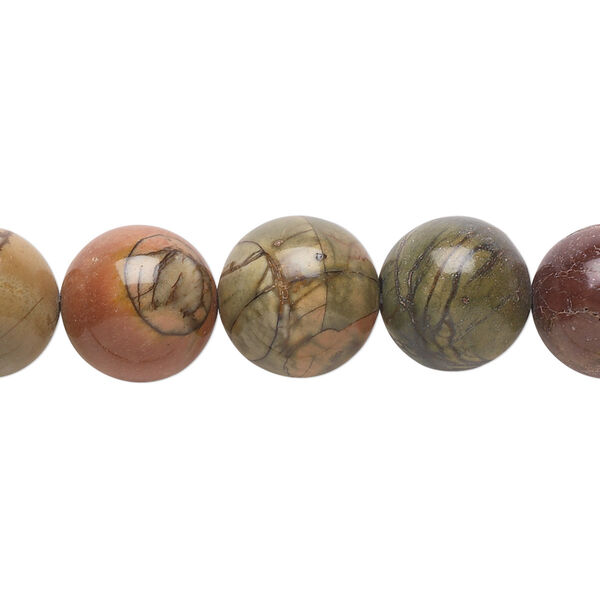 Bead, red creek jasper (stabilized), 12mm round, B grade, Mohs hardness 6-1/2 to 7. Sold per 15-1/2" to 16" strand. image number 0