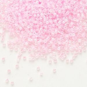 Seed bead, Delica®, glass, pkg/50g, #11 round, opaque inside dyed color luster pink (DB-0244).