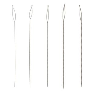 Needle, Beadalon®, stainless steel, pkg/5 variety pack, 2-1/2 inches, extra fine (0.24mm) / fine (0.30mm) / medium (0.36mm) / heavy (0.51mm) / extra heavy (0.60mm) widths, collapsible-eye twisted wire.