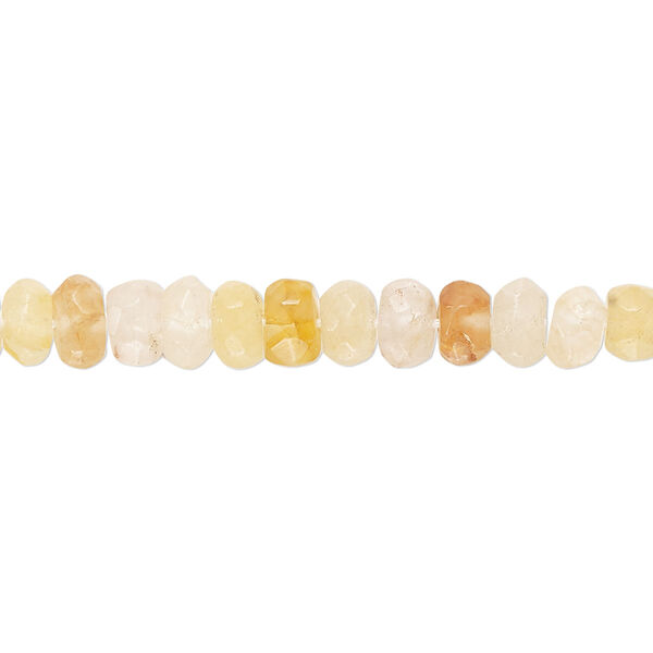 Bead, yellow iron quartz (natural), 5x3mm-6x4mm hand-cut faceted rondelle, B grade, Mohs hardness 7. Sold per 14-inch strand, approximately 120 beads. image number 0