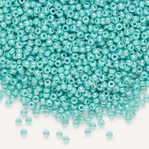 Seed bead, Miyuki, glass, pkg/250g, #11 rocaille, opaque rainbow sea opal, (RR-485).