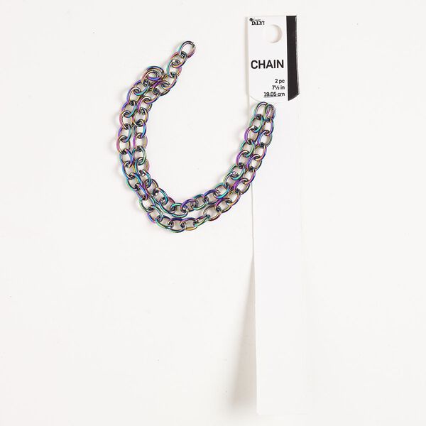 Chain steel 8.1mm cable, electro-coated rainbow 7.5 inches image number 0