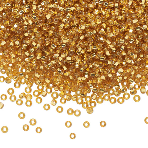 Seed bead, Preciosa Ornela Czech glass, pkg/50g, #11 rocaille, transparent silver-lined topaz, (17050). image number 0