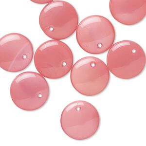 Drop, Preciosa, Czech pressed glass, opaque opaline tea rose, 12mm flat round. Sold per pkg of 10.