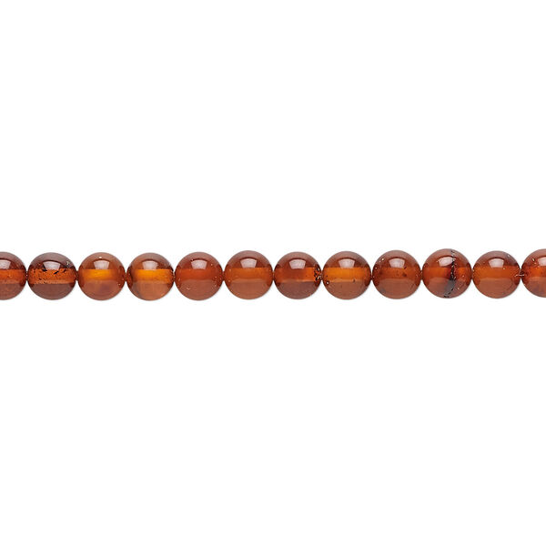 Bead, Baltic amber (heated), 4mm round, B grade, Mohs hardness 2 to 2-1/2. Sold per 15-1/2" to 16" strand. image number 0