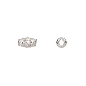Bead, sterling silver, 8x5mm diamond-cut coiled oval. Sold per pkg of 2.