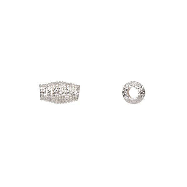Bead, sterling silver, 8x5mm diamond-cut coiled oval. Sold per pkg of 2. image number 0