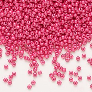 Seed bead, Preciosa Ornela Czech glass, pkg/50g, #11 rocaille, opaque PermaLux dyed magenta chalkwhite, (22011).