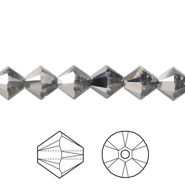 Bead 12pk crystal silver night, Crystal Passions® 8mm bicone 5328 image number 0