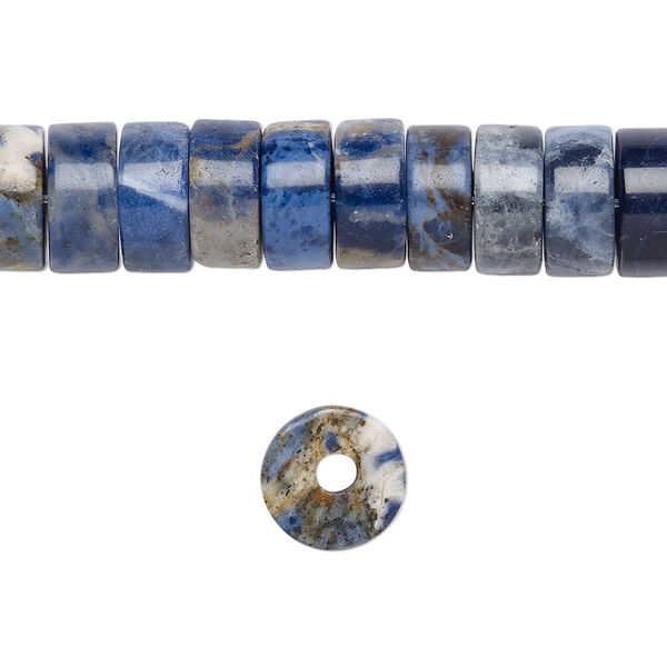 Bead, sodalite (natural), 10x5mm heishi, B grade, Mohs hardness 5 to 6. Sold per pkg of 10. image number 0