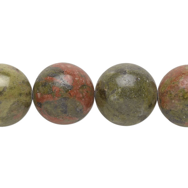 Unakite 1pkg1, round bead natural B grade, 15.5-16 inch 14mm image number 0
