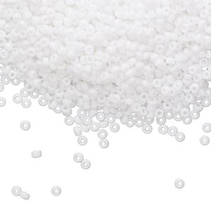 Seed bead, Miyuki, glass, pkg/25g, #11 rocaille, opaque white, (RR-402).