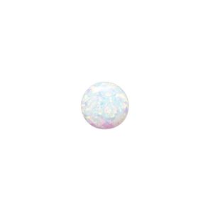 Cabochon, "opal" (silica and epoxy) (man-made), white, 10mm calibrated round. Sold individually.