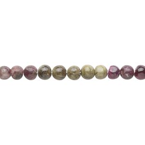 Multi-tourmaline 1pkg1, hand-cut round bead natural 14 inch 4-5mm