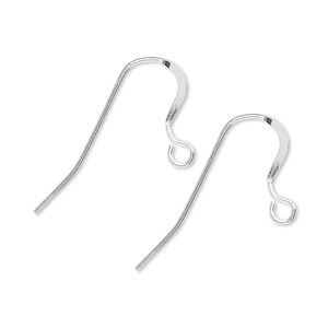 Ear wire fishhook 1pkg50 sterling silver, 16mm flat / open loop, 21 gauge 25 pair
