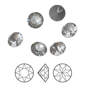 Chaton 6pk crystal dark grey ignite LacquerPRO, Crystal Passions® 8.16-8.41mm round SS39 1088