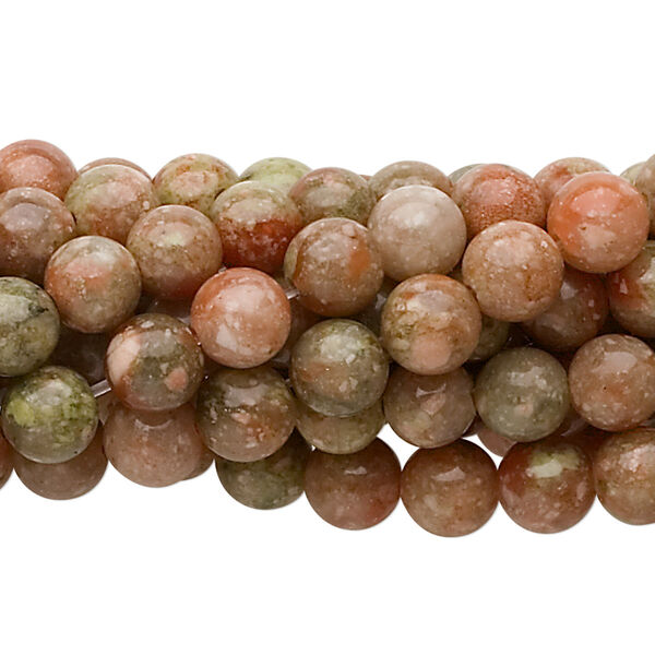 Bead, autumn jasper (natural), 6mm round, C grade, Mohs hardness 6-1/2 to 7. Sold per pkg of (10) 15-1/2" to 16" strands. image number 0