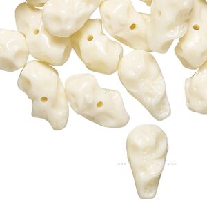 Bead, vintage German acrylic, ivory, medium nugget. Sold per pkg of 24.