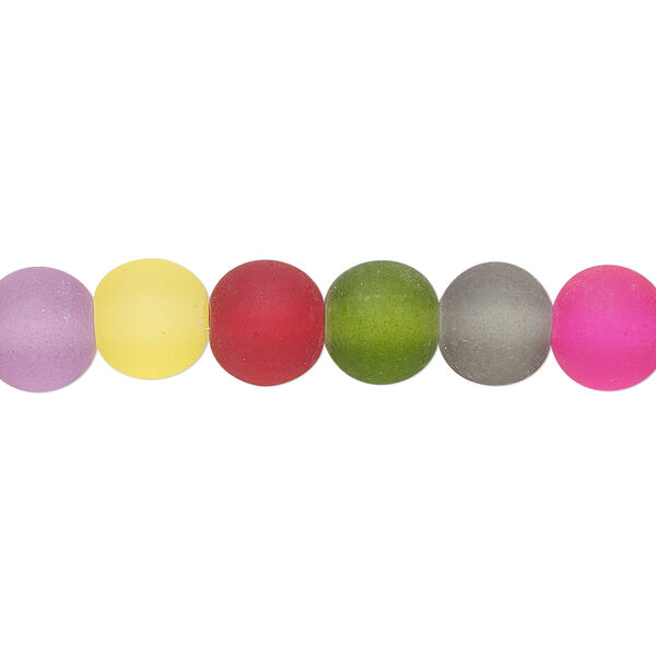 Bead, glass, translucent matte multicolored, 8mm round. Sold per 15-1/2 to 16-inch strand. image number 0