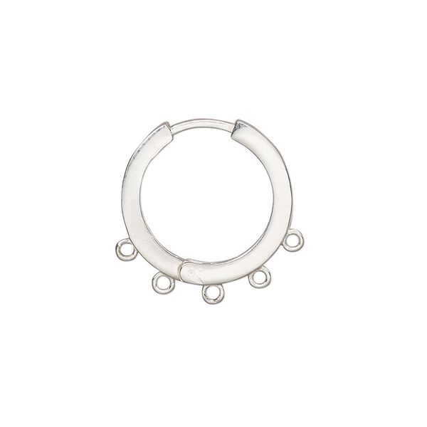 Earring hoop 1pkg2 sterling silver, 18mm hinged / closed loop / square tube, 1 pair image number 0