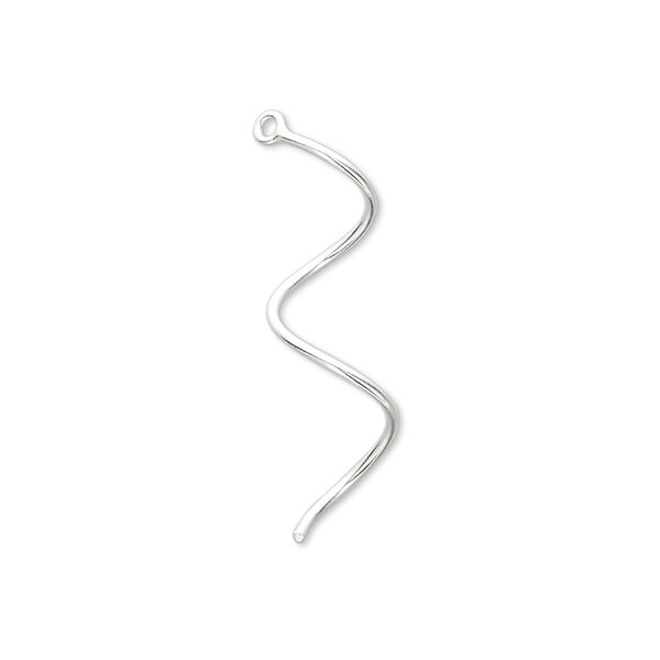 Drop, sterling silver, 27x5mm spiral. Sold per pkg of 2. image number 0