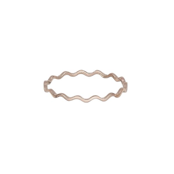 Ring, Create Compliments®, rose gold-plated sterling silver, 2mm wide textured wavy, size 9. Sold individually. image number 0