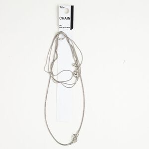 Chain steel brass 1.1mm snake lobster claw clasp, antique silver finish 18 inch