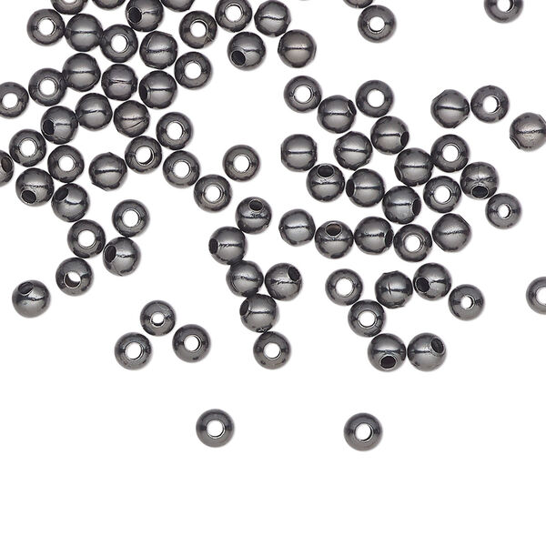Bead, gunmetal-plated steel, 3mm round. Sold per pkg of 100. image number 0