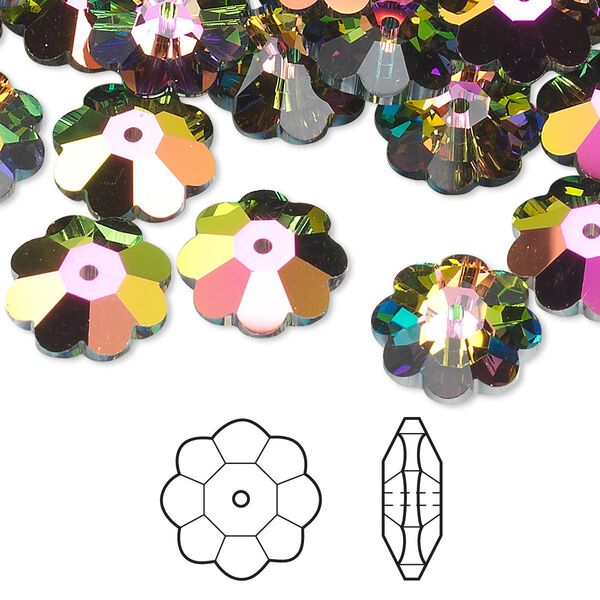 Margarita flower 12pk crystal vitrail medium, Crystal Passions® 12x4mm 3700 image number 0