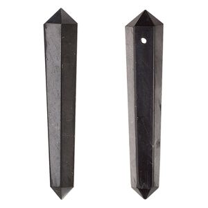 Shungite 1pkg1, hand-cut faceted double graduated point focal natural 48x8mm-50x10mm