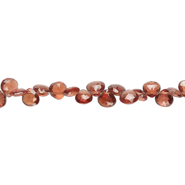 Garnet 1pkg1, hand-cut top-drilled faceted puffed teardrop bead natural 8 inch 4-5mm image number 0