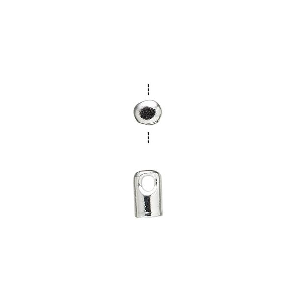 Cord end, glue-in, silver-plated brass, 7x4mm with 3mm inside diameter. Sold per pkg of 100. image number 0