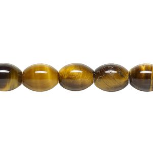 Tigereye 1pkg1, oval bead natural 15.5-16 inch 10x8mm