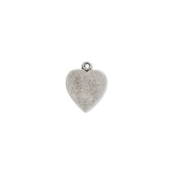 Charm, antique silver-plated brass, 11x10mm heart. Sold per pkg of 10. image number 0