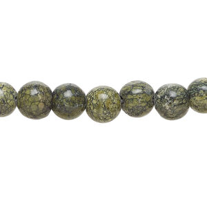Russian serpentine 1pkg1, round bead natural, 15 inch 7-8mm