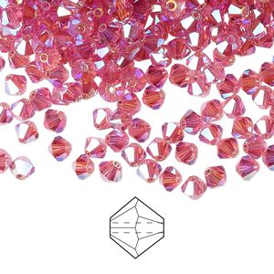 Bead 720pk rose AB 2X, Preciosa Czech crystal 4mm bicone