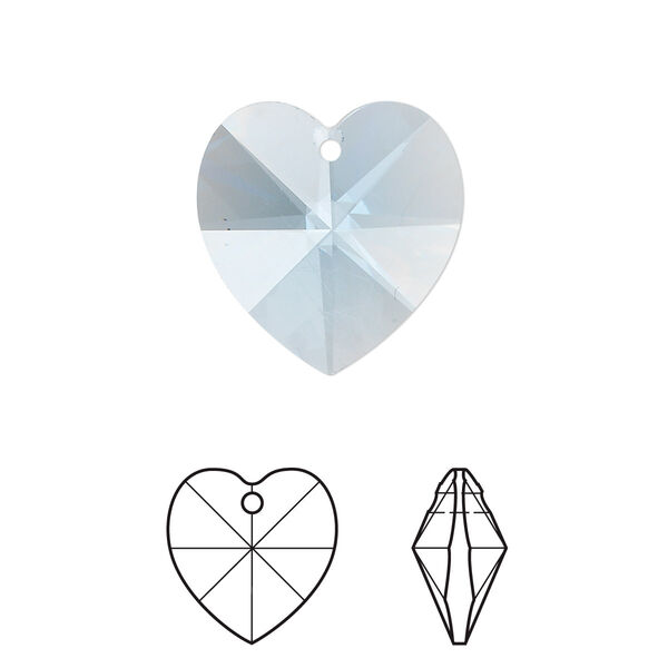 Drop 2pk light sapphire, Crystal Passions® 18mm pendant heart 6202 image number 0