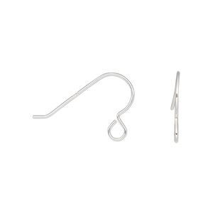 Ear wire fishhook 1pkg10 sterling silver, 14mm lightweight / open loop, 22 gauge 5 pair