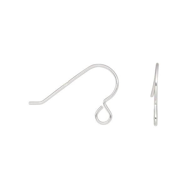 Ear wire fishhook 1pkg10 sterling silver, 14mm lightweight / open loop, 22 gauge 5 pair image number 0